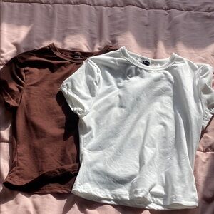 SHEIN Brown and White Crop Top